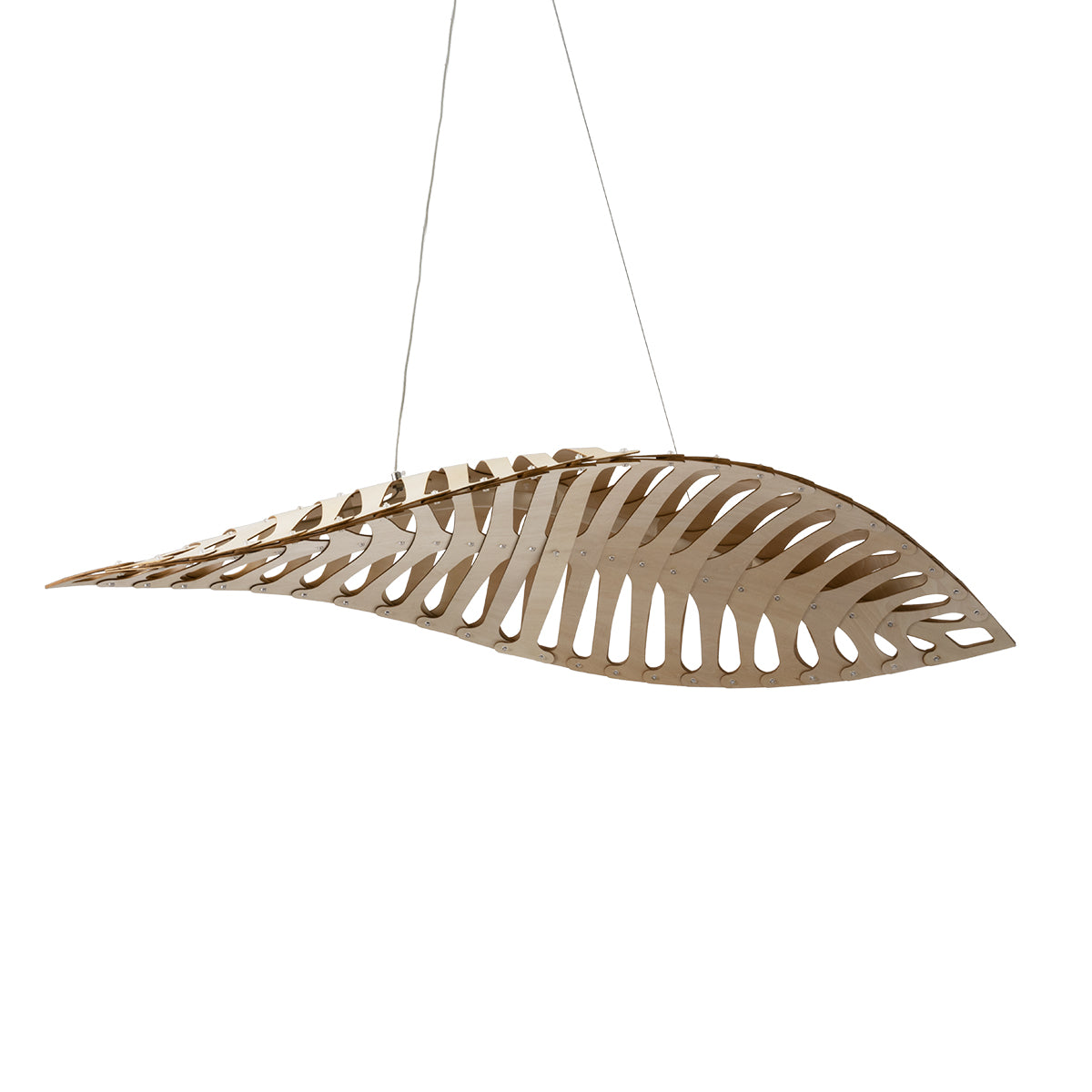 GloboStar® NANI 02285 Μοντέρνο Κρεμαστό Φωτιστικό Οροφής LED 60W AC220-240V IP20 - Μ120 x Π48 x Υ18cm - Μπεζ Ξύλινο Πλέγμα - Φυσικό Λευκό 4500K - 5 Χρόνια Εγγύηση - ledmania.gr