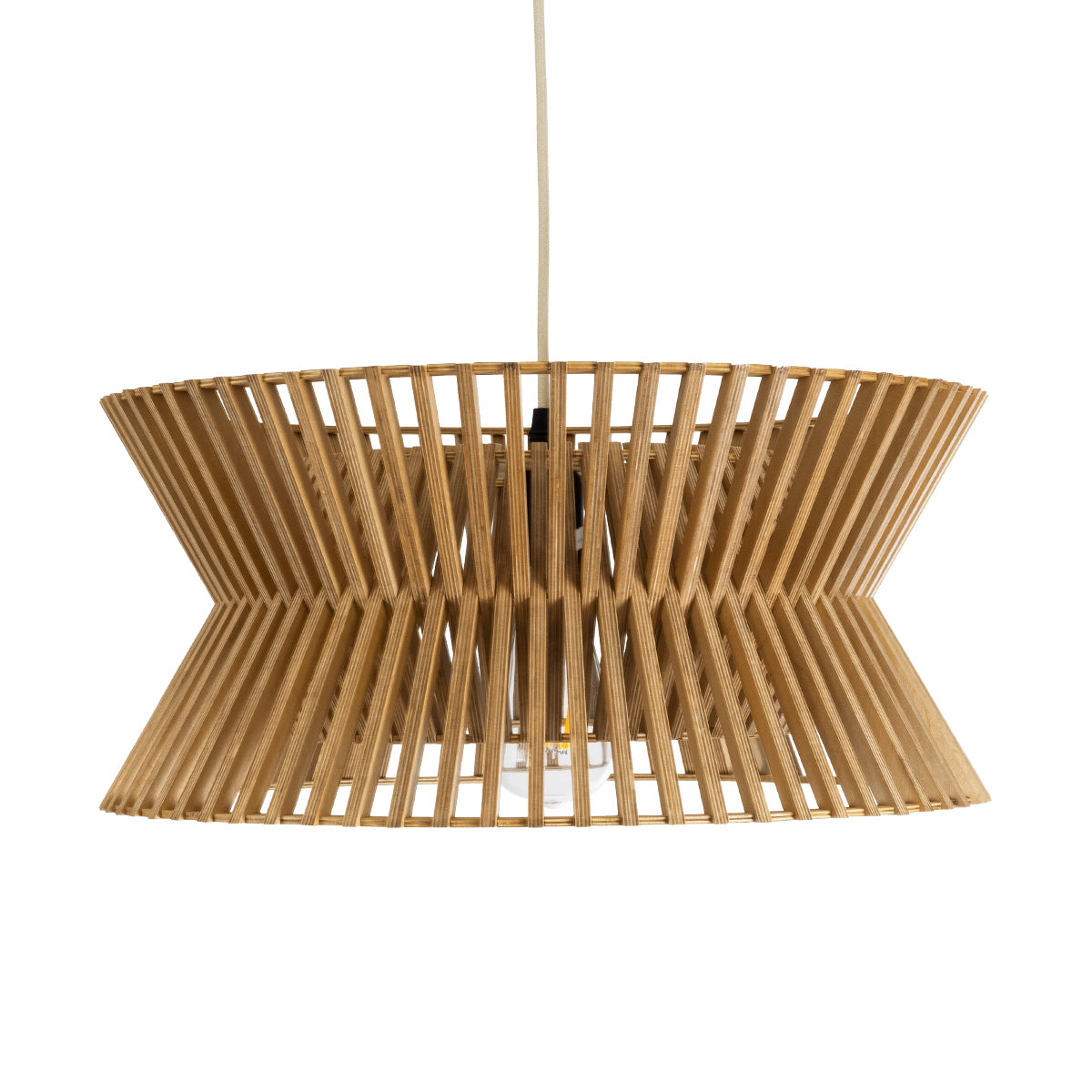 GloboStar® BIMINI 02287 Boho Κρεμαστό Φωτιστικό Οροφής Μονόφωτο 1 x E27 AC220-240V IP20 - Φ45 x Υ20cm - Καφέ Ξύλινο Πλέγμα Καμπάνα - 5 Χρόνια Εγγύηση - ledmania.gr