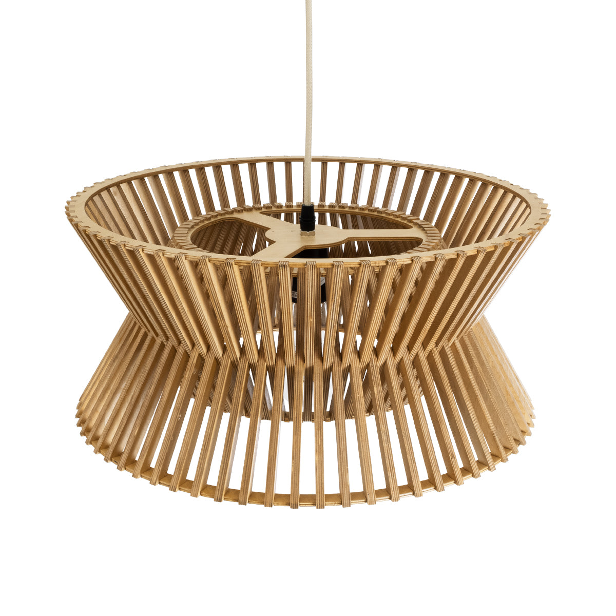 GloboStar® BIMINI 02287 Boho Κρεμαστό Φωτιστικό Οροφής Μονόφωτο 1 x E27 AC220-240V IP20 - Φ45 x Υ20cm - Καφέ Ξύλινο Πλέγμα Καμπάνα - 5 Χρόνια Εγγύηση - ledmania.gr