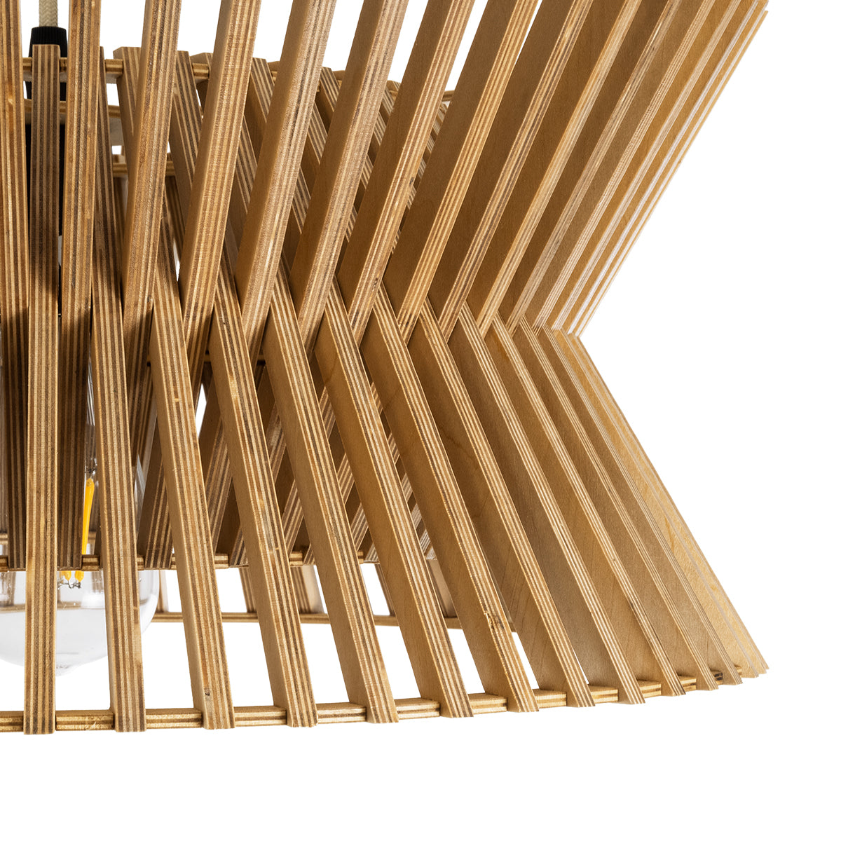 GloboStar® BIMINI 02287 Boho Κρεμαστό Φωτιστικό Οροφής Μονόφωτο 1 x E27 AC220-240V IP20 - Φ45 x Υ20cm - Καφέ Ξύλινο Πλέγμα Καμπάνα - 5 Χρόνια Εγγύηση - ledmania.gr