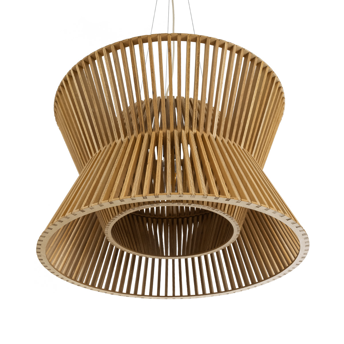 GloboStar® BIMINI 02288 Boho Κρεμαστό Φωτιστικό Οροφής Μονόφωτο 1 x E27 AC220-240V IP20 - Φ60 x Υ40cm - Καφέ Ξύλινο Πλέγμα Καμπάνα - 5 Χρόνια Εγγύηση - ledmania.gr