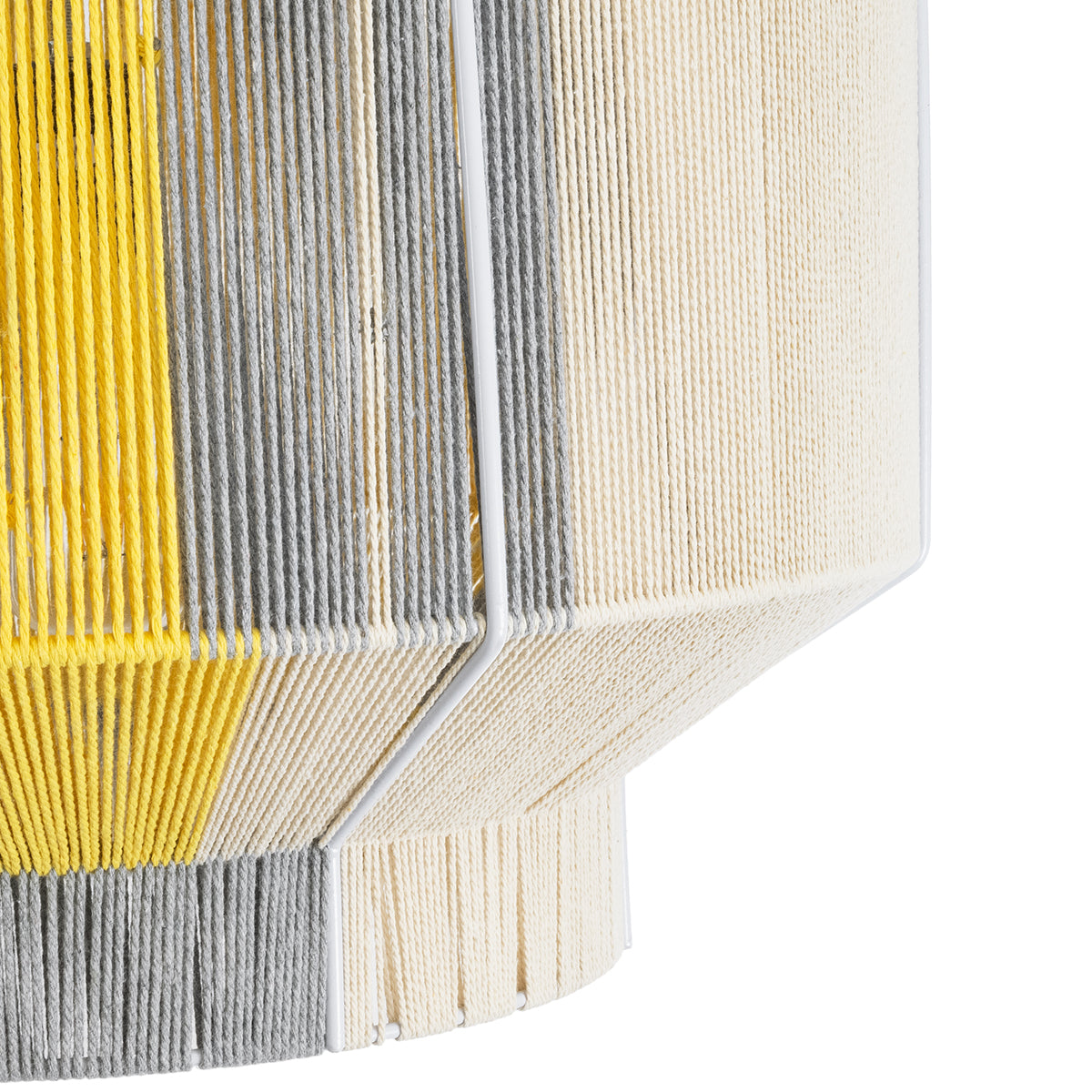 GloboStar® HABANA 02290 Boho Κρεμαστό Φωτιστικό Οροφής Μονόφωτο 1 x E27 AC220-240V IP20 - Φ50 x Υ35cm - Γρι με Κίτρινο και Μπεζ - Καφέ με Μωβ Λεπτομέρεια Λεπτό Νήμα Πλέγμα Βαμβακερό Καπέλο - 5 Χρόνια Εγγύηση - ledmania.gr