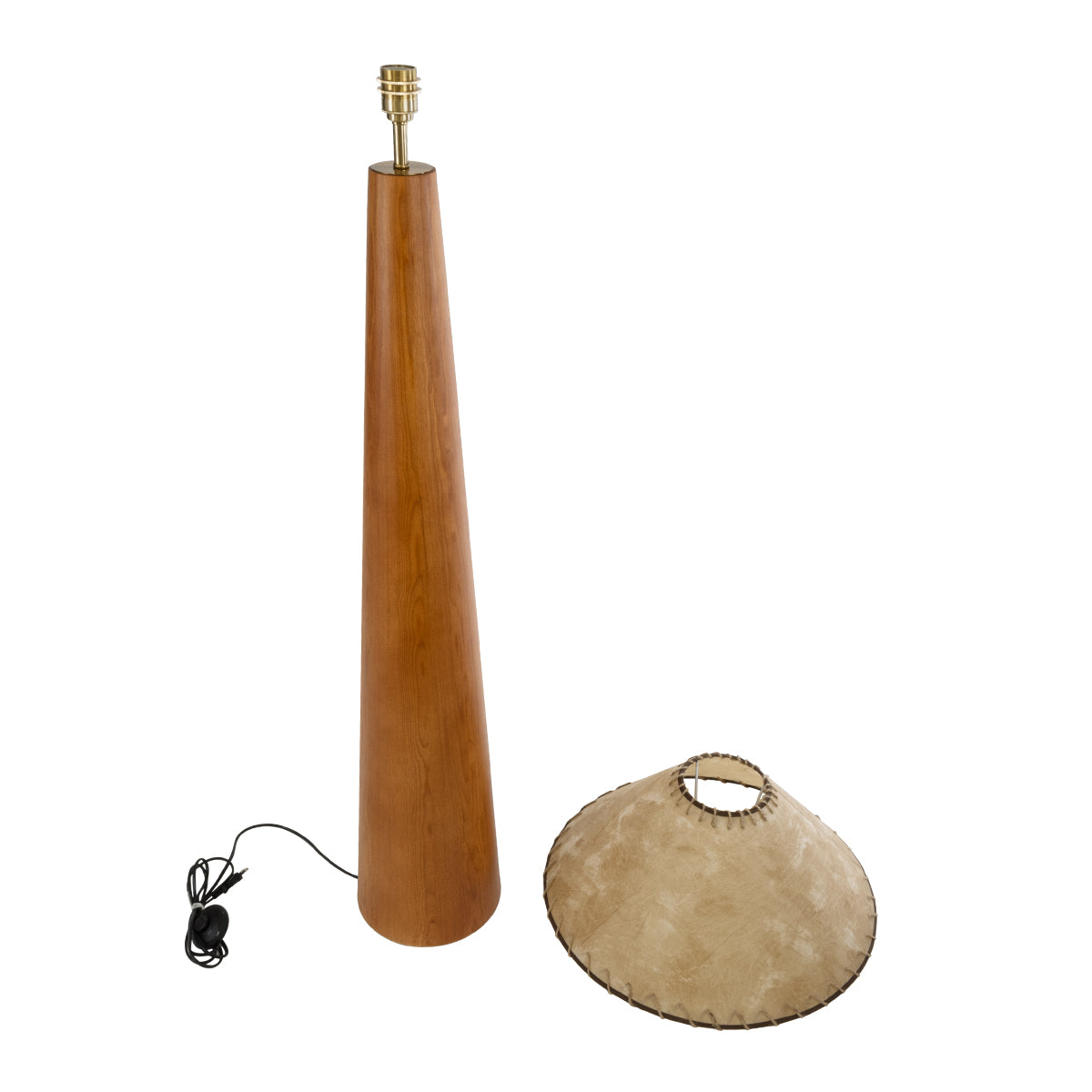 GloboStar® MASPALOMAS 02292 Boho Επιδαπέδιο Φωτιστικό Μονόφωτο 1 x E27 AC220-240V IP20 - Φ55 x Υ145cm - Μπεζ Ξύλινο Καμπάνα - 5 Χρόνια Εγγύηση - ledmania.gr