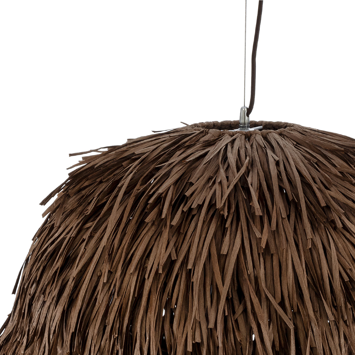 GloboStar® GUADELOUPE 02294 Boho Κρεμαστό Φωτιστικό Οροφής Μονόφωτο 1 x E27 AC220-240V IP20 - Φ70 x Υ45cm - Καφέ Φυσική Ράφια Νήμα Πλέγμα Καμπάνα - 5 Χρόνια Εγγύηση - ledmania.gr