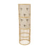 GloboStar® FALKLAND 02307 Boho Επιδαπέδιο Φωτιστικό Μονόφωτο 1 x E27 AC220-240V IP20 - Φ30 x Υ100cm - Λευκό Υφασμάτινο με Μάυρες Λεπτομέρειες και Μπεζ Ξύλινο Μπαμπού Πλέγμα - 5 Χρόνια Εγγύηση - ledmania.gr