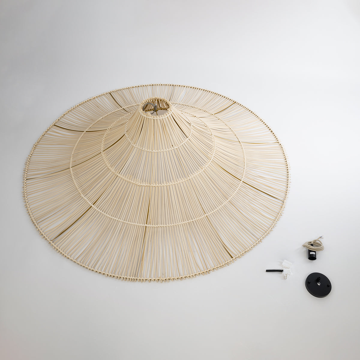 GloboStar® PALERMO 02311 Boho Κρεμαστό Φωτιστικό Οροφής Μονόφωτο 1 x E27 AC220-240V IP20 - Φ160 x Υ45cm - Μπεζ Ξύλινο Μπαμπού Πλέγμα - 5 Χρόνια Εγγύηση - ledmania.gr