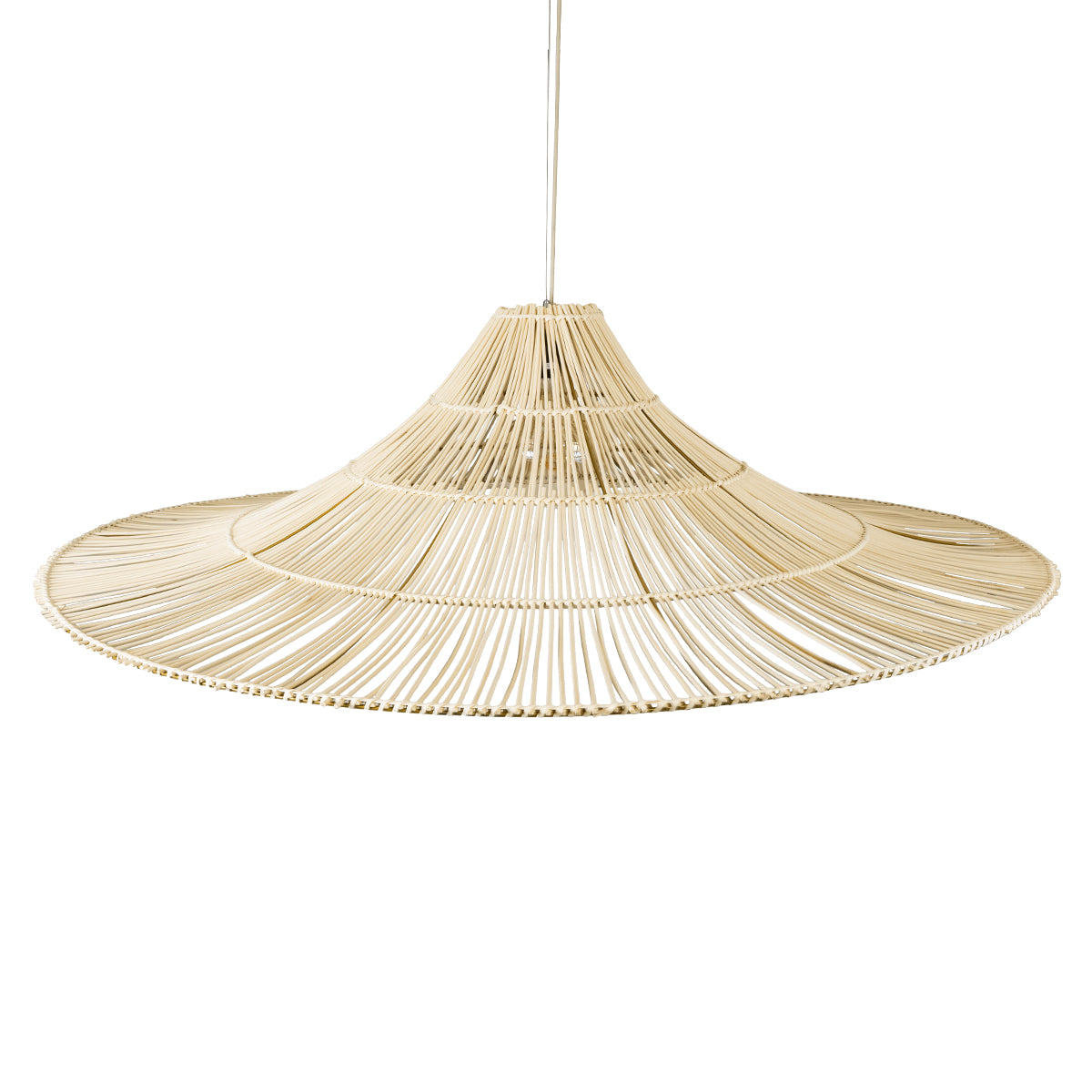 GloboStar® PALERMO 02311 Boho Κρεμαστό Φωτιστικό Οροφής Μονόφωτο 1 x E27 AC220-240V IP20 - Φ160 x Υ45cm - Μπεζ Ξύλινο Μπαμπού Πλέγμα - 5 Χρόνια Εγγύηση - ledmania.gr
