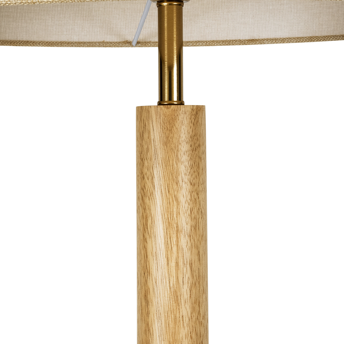GloboStar® BERKBAY 02318 Boho Επιδαπέδιο Φωτιστικό Μονόφωτο 1 x E27 AC220-240V IP20 - Φ50 x Υ150cm - Μπεζ Ξύλινο με Μπεζ Υφασμάτινο Καπέλο - 5 Χρόνια Εγγύηση - ledmania.gr