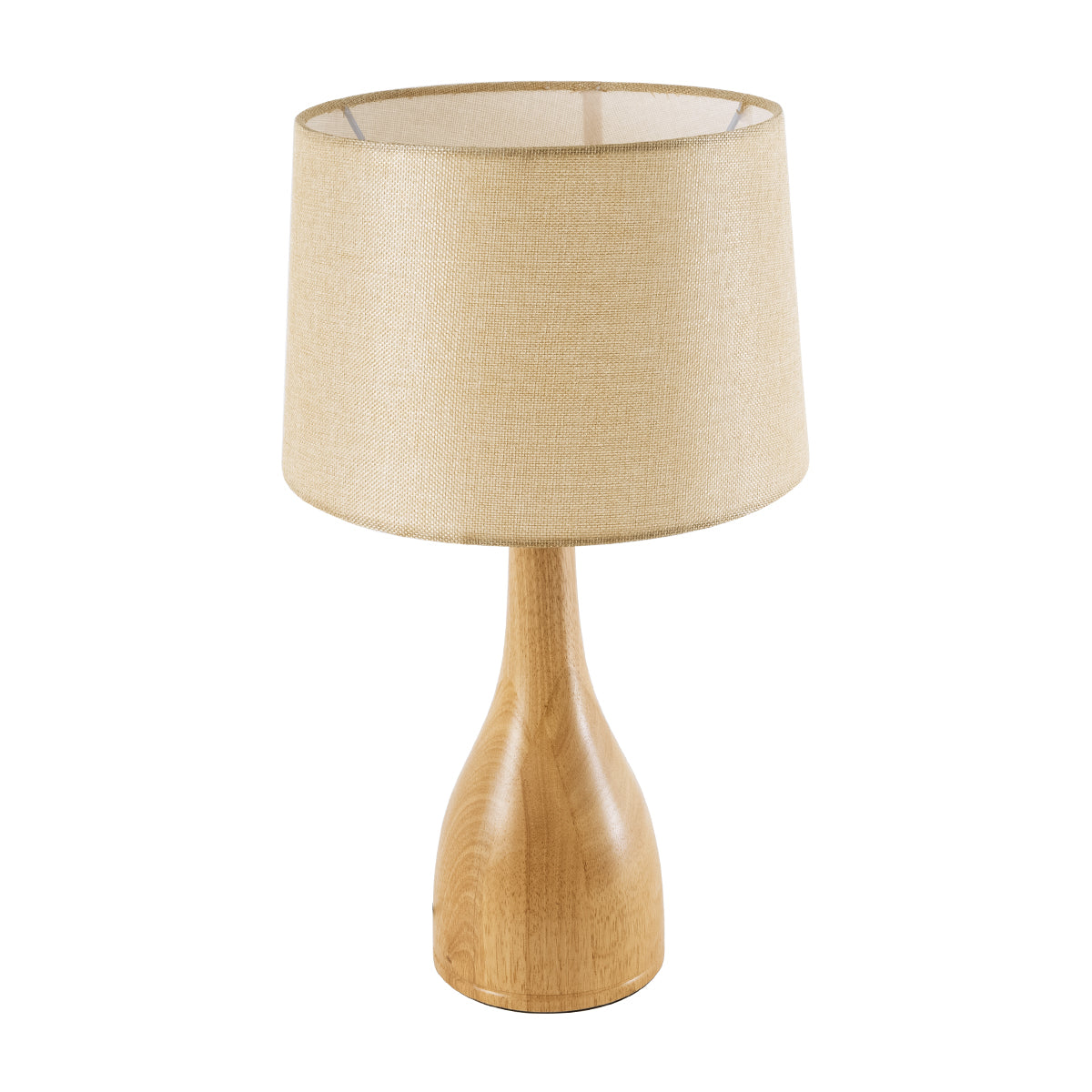 GloboStar® BERKBAY 02319 Boho Επιτραπέζιο Φωτιστικό Μονόφωτο 1 x E27 AC220-240V IP20 - Φ32 x Υ55cm - Μπεζ Ξύλινο με Μπεζ Υφασμάτινο Καπέλο - 5 Χρόνια Εγγύηση - ledmania.gr