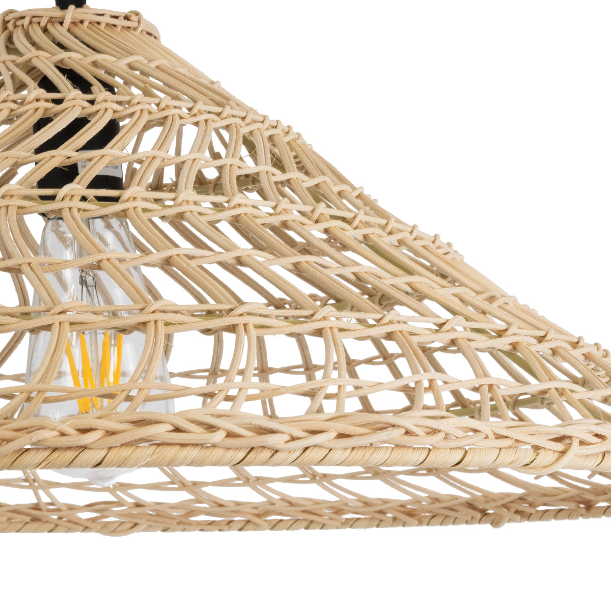 GloboStar® KAIA 02346 Boho Κρεμαστό Φωτιστικό Οροφής Μονόφωτο 1 x E27 AC220-240V IP20 - Φ60 x Υ20cm - Μπεζ Ξύλινο Μπαμπού Πλέγμα Καμπάνα - 5 Χρόνια Εγγύηση - ledmania.gr