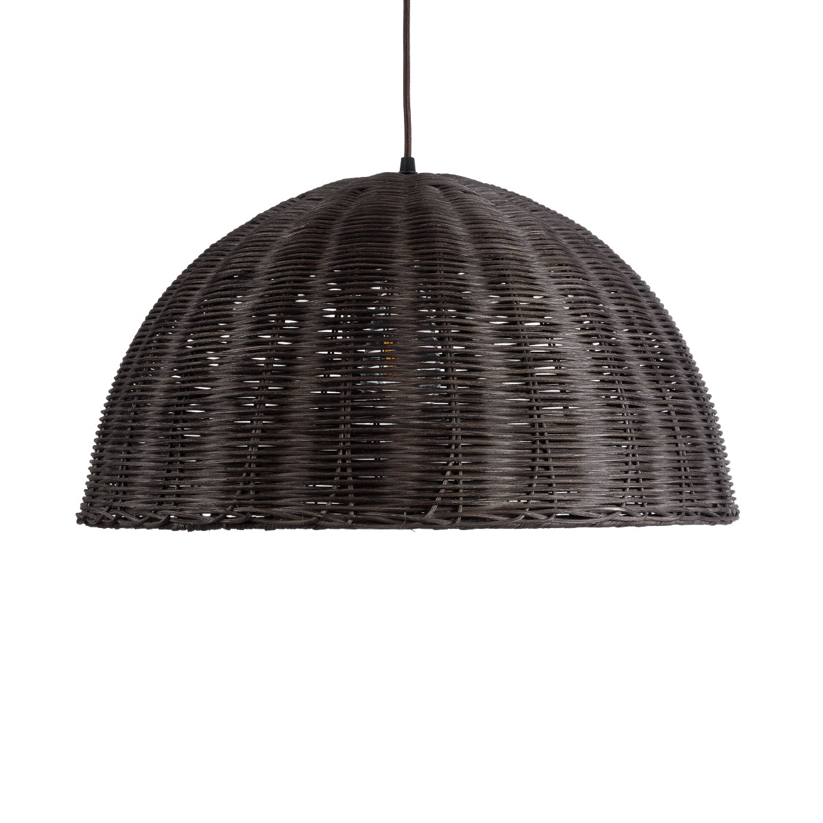 GloboStar® MONTANA 02381 Boho Κρεμαστό Φωτιστικό Οροφής Μονόφωτο 1 x E27 AC220-240V IP20 - Φ50 x Υ25cm - Σκούρο Καφέ Μπαμπού Πλέγμα Καμπάνα - 5 Χρόνια Εγγύηση - ledmania.gr