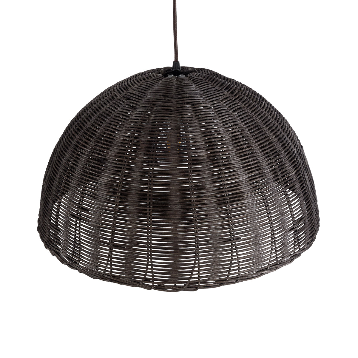 GloboStar® MONTANA 02381 Boho Κρεμαστό Φωτιστικό Οροφής Μονόφωτο 1 x E27 AC220-240V IP20 - Φ50 x Υ25cm - Σκούρο Καφέ Μπαμπού Πλέγμα Καμπάνα - 5 Χρόνια Εγγύηση - ledmania.gr