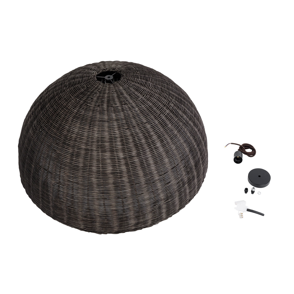 GloboStar® MONTANA 02382 Boho Κρεμαστό Φωτιστικό Οροφής Μονόφωτο 1 x E27 AC220-240V IP20 - Φ80 x Υ40cm - Σκούρο Καφέ Μπαμπού Πλέγμα Καμπάνα - 5 Χρόνια Εγγύηση - ledmania.gr