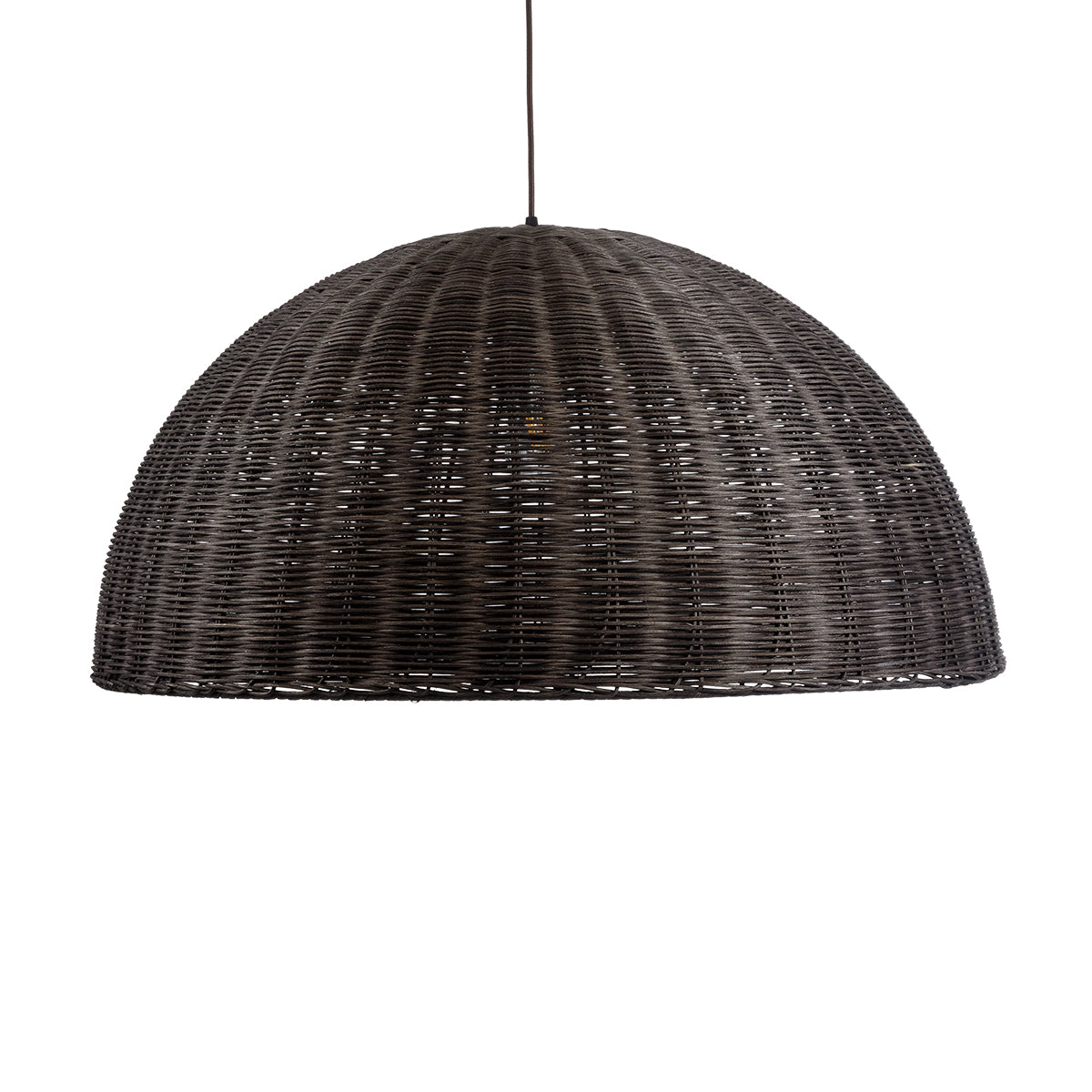 GloboStar® MONTANA 02382 Boho Κρεμαστό Φωτιστικό Οροφής Μονόφωτο 1 x E27 AC220-240V IP20 - Φ80 x Υ40cm - Σκούρο Καφέ Μπαμπού Πλέγμα Καμπάνα - 5 Χρόνια Εγγύηση - ledmania.gr