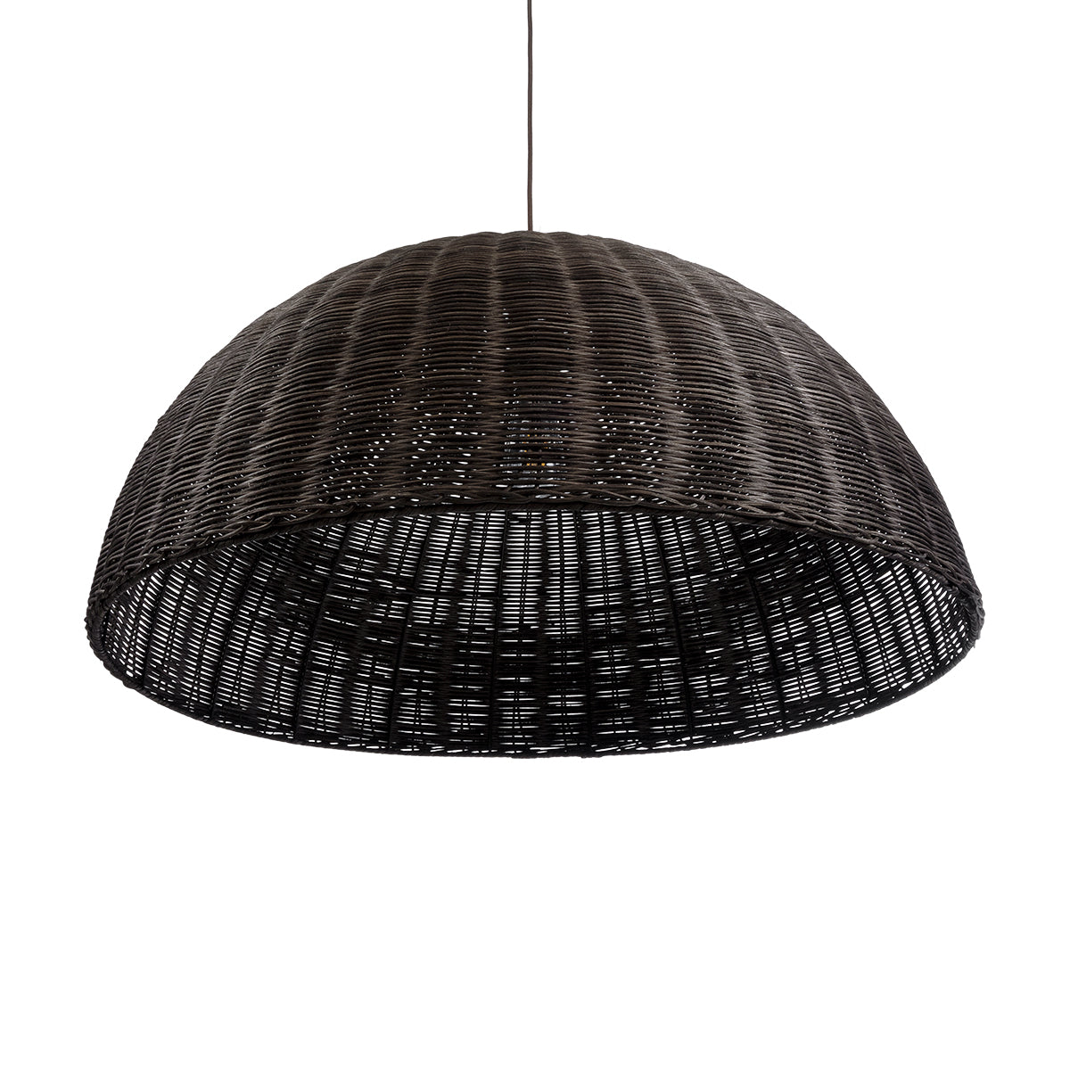 GloboStar® MONTANA 02382 Boho Κρεμαστό Φωτιστικό Οροφής Μονόφωτο 1 x E27 AC220-240V IP20 - Φ80 x Υ40cm - Σκούρο Καφέ Μπαμπού Πλέγμα Καμπάνα - 5 Χρόνια Εγγύηση - ledmania.gr