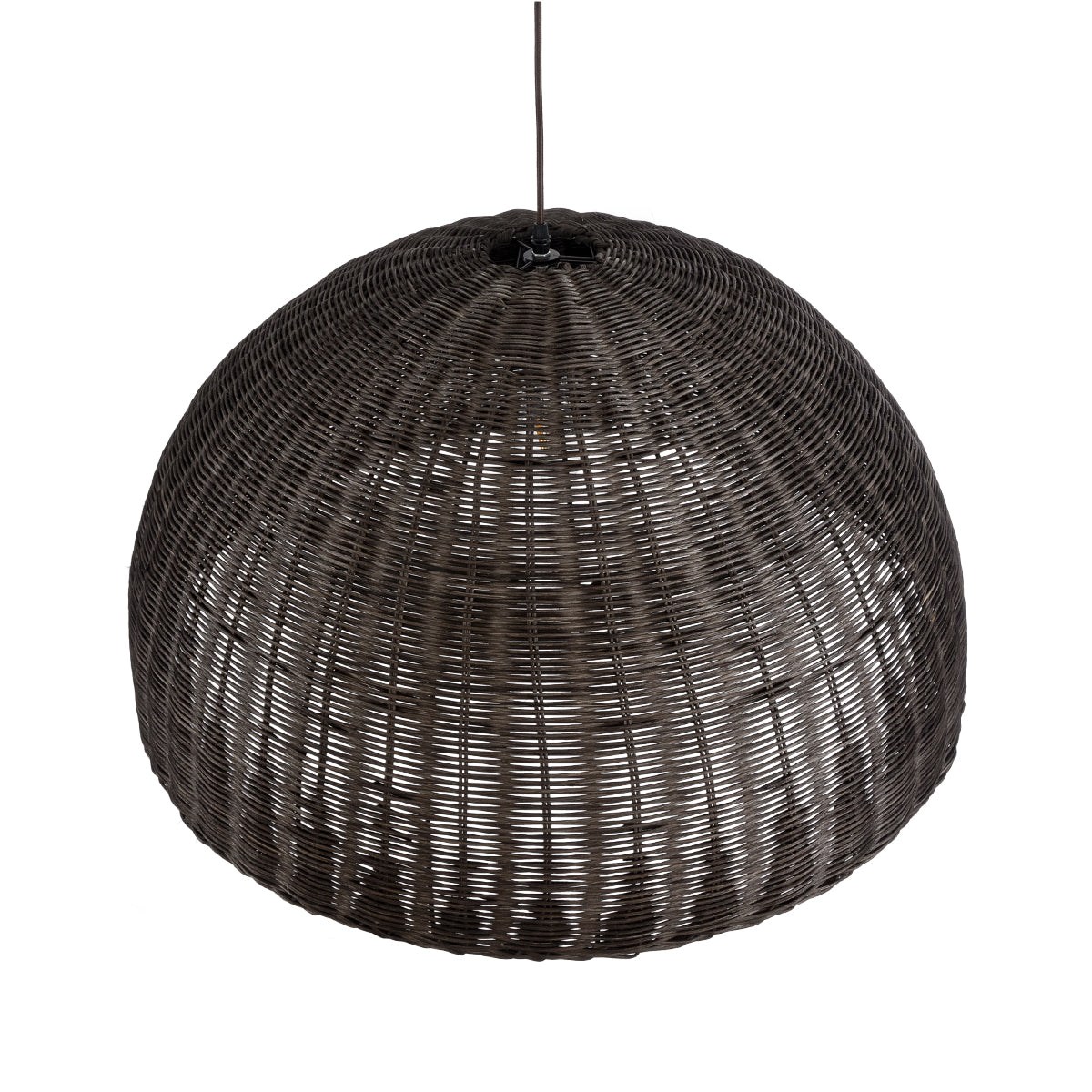 GloboStar® MONTANA 02382 Boho Κρεμαστό Φωτιστικό Οροφής Μονόφωτο 1 x E27 AC220-240V IP20 - Φ80 x Υ40cm - Σκούρο Καφέ Μπαμπού Πλέγμα Καμπάνα - 5 Χρόνια Εγγύηση - ledmania.gr