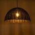 GloboStar® MONTANA 02383 Boho Κρεμαστό Φωτιστικό Οροφής Μονόφωτο 1 x E27 AC220-240V IP20 - Φ50 x Υ25cm - Μαύρο Μπαμπού Πλέγμα Καμπάνα - 5 Χρόνια Εγγύηση - ledmania.gr