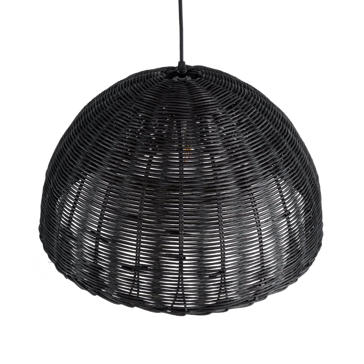 GloboStar® MONTANA 02383 Boho Κρεμαστό Φωτιστικό Οροφής Μονόφωτο 1 x E27 AC220-240V IP20 - Φ50 x Υ25cm - Μαύρο Μπαμπού Πλέγμα Καμπάνα - 5 Χρόνια Εγγύηση - ledmania.gr