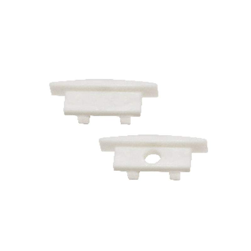 SET OF WHITE PLASTIC END CAPS FOR P108, 1PC WITH HOLE & 1PC WITHOUT HOLE - ledmania.gr