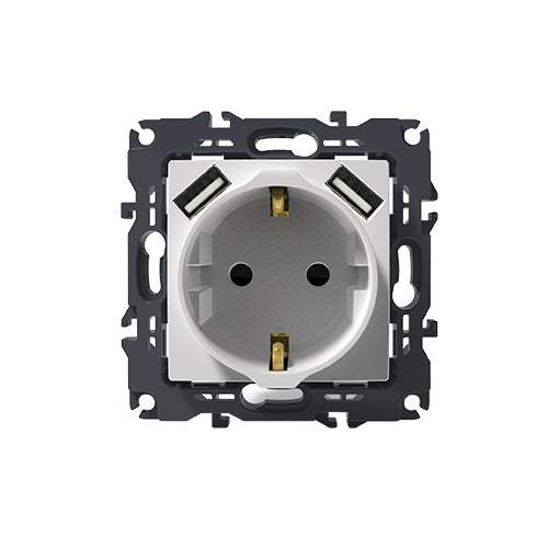 PRIME ΠΡΙΖΑ ΣΟΥΚΟ ΑΣΦΑΛΕΙΑΣ 1x2P+E 16A 250VAC & 2 USB 5VDC 3.1A IP20  ΛΕΥΚΗ - ledmania.gr