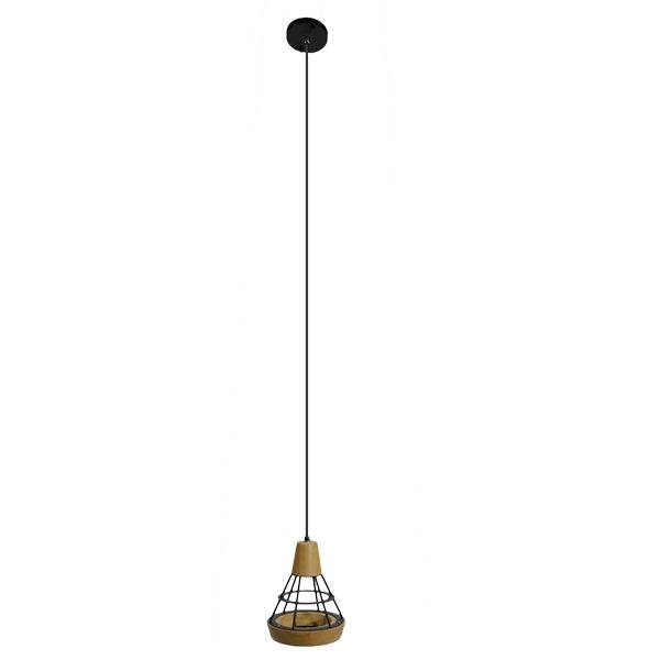GloboStar® AKRON 10001133 Μοντέρνο Κρεμαστό Φωτιστικό Οροφής Μονόφωτο Μπεζ Ξύλινο με Μεταλλικό Πλέγμα Φ19 x Y22cm - ledmania.gr