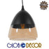 GloboStar® CONNOR 10001231 Vintage Κρεμαστό Φωτιστικό Οροφής Μονόφωτο Μαύρο Μεταλλικό με Γυαλί Καμπάνα Φ20 x Y21cm - ledmania.gr