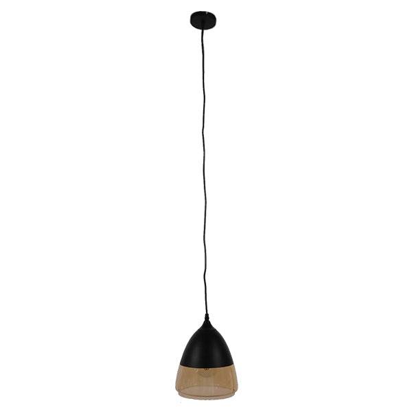 GloboStar® CONNOR 10001231 Vintage Κρεμαστό Φωτιστικό Οροφής Μονόφωτο Μαύρο Μεταλλικό με Γυαλί Καμπάνα Φ20 x Y21cm - ledmania.gr