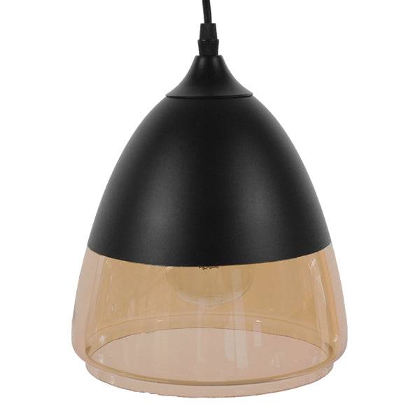 GloboStar® CONNOR 10001231 Vintage Κρεμαστό Φωτιστικό Οροφής Μονόφωτο Μαύρο Μεταλλικό με Γυαλί Καμπάνα Φ20 x Y21cm - ledmania.gr