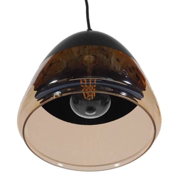 GloboStar® CONNOR 10001231 Vintage Κρεμαστό Φωτιστικό Οροφής Μονόφωτο Μαύρο Μεταλλικό με Γυαλί Καμπάνα Φ20 x Y21cm - ledmania.gr