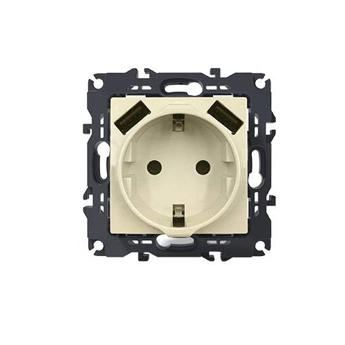 PRIME ΠΡΙΖΑ ΣΟΥΚΟ ΑΣΦΑΛΕΙΑΣ 1x2P+E 16A 250VAC & 2 USB 5VDC 3.1A IP20 ΙΒΟΥΑΡ - ledmania.gr