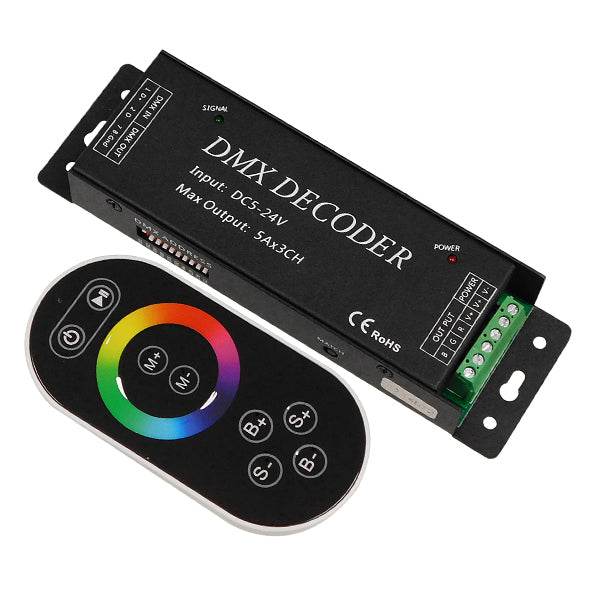 Ασύρματος LED RGB Controller DMX512 με Χειριστήριο Αφής 2.4G RF 5V (75w) - 12V (180w) - 24V (360w) DC GloboStar 15144 - ledmania.gr