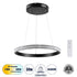 GloboStar® DIAMOND 61128 Κρεμαστό Φωτιστικό Δαχτυλίδι-Κύκλος LED CCT 30W 3513lm 360° AC 220-240V - Εναλλαγή Φωτισμού μέσω Τηλεχειριστηρίου All In One Ψυχρό 6000k+Φυσικό 4500k+Θερμό 2700k Dimmable Φ40cm - Μαύρο - 3 Years Warranty - ledmania.gr