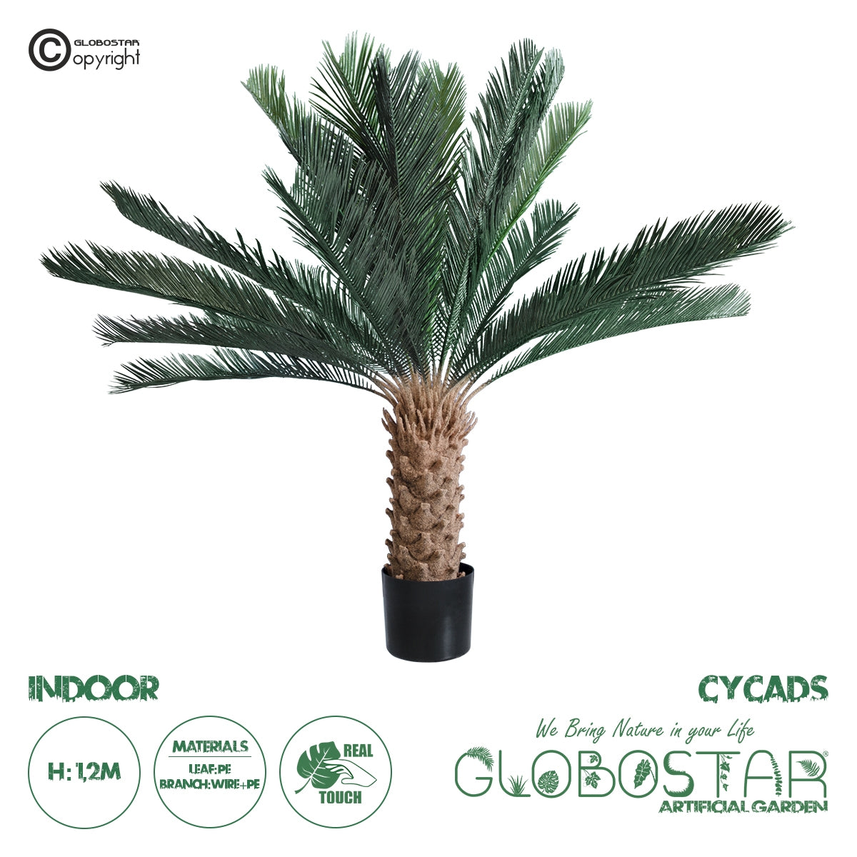 GloboStar® Artificial Garden CYCADS 20022 Τεχνητό Διακοσμητικό Φυτό Αρωματική Κύκας Υ120cm