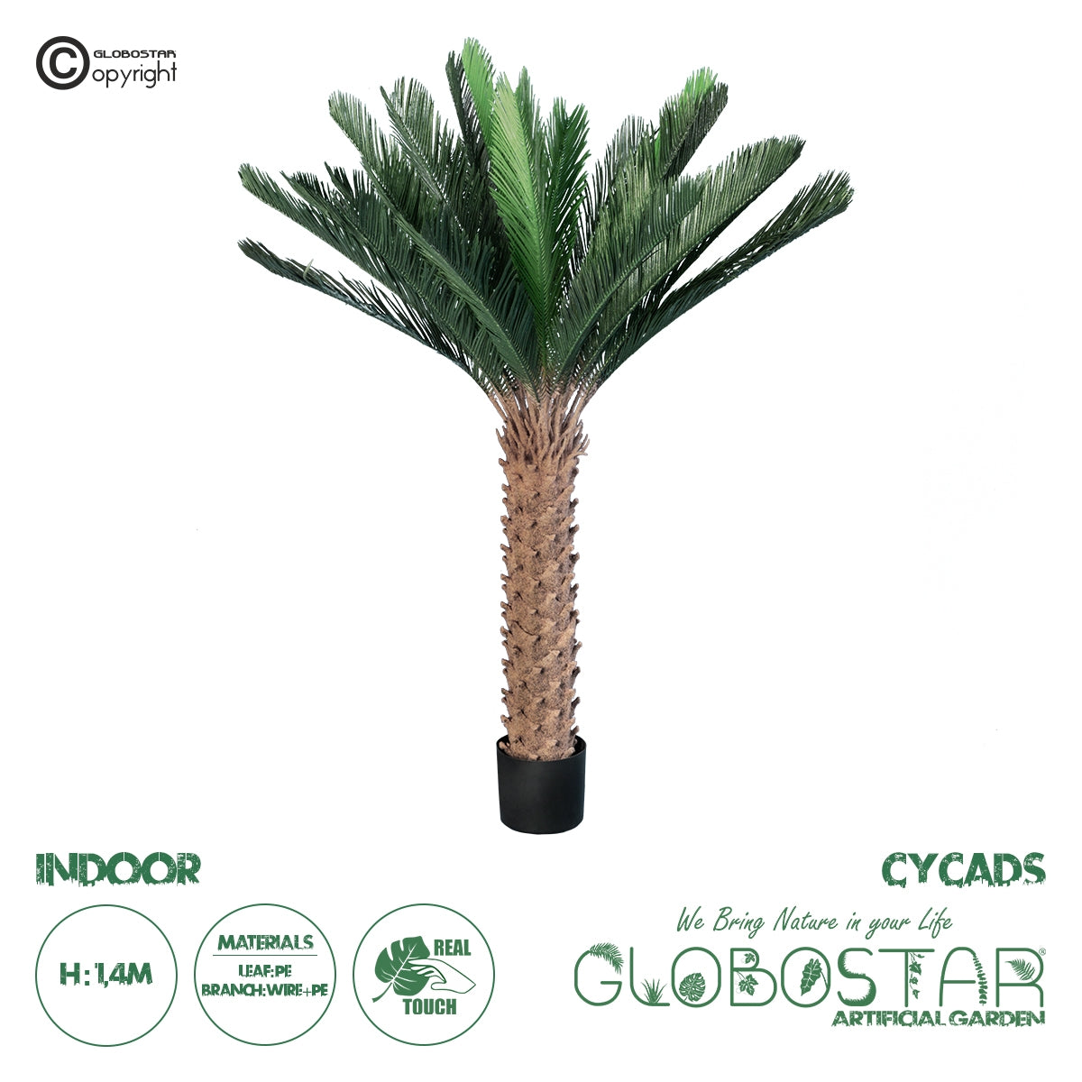 GloboStar® Artificial Garden CYCADS 20023 Τεχνητό Διακοσμητικό Φυτό Αρωματική Κύκας Υ140cm