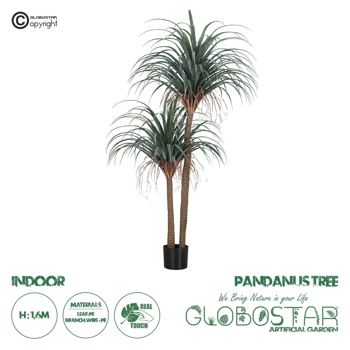 GloboStar® Artificial Garden PANDANUS TREE 20049 Τεχνητό Διακοσμητικό Φυτό Πάνδανος Υ160cm