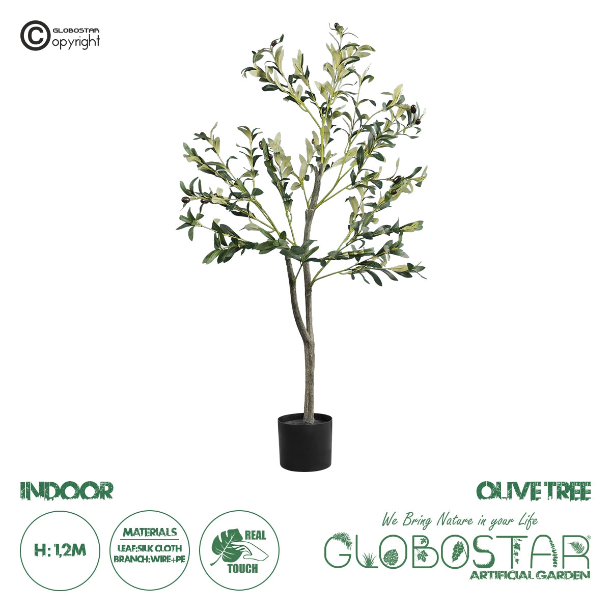 GloboStar® Artificial Garden OLIVE TREE 20053 Τεχνητό Διακοσμητικό Φυτό Ελιά Υ120cm