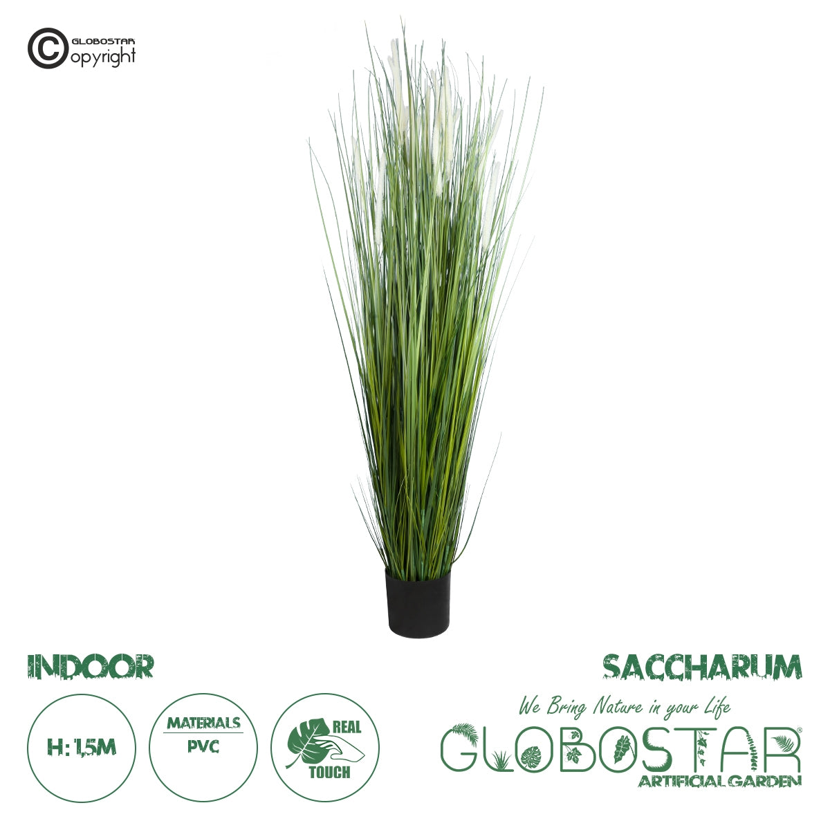 GloboStar® Artificial Garden SACCHARUM 20104 Τεχνητό Διακοσμητικό Φυτό Ζαχαροκάλαμο Υ150cm