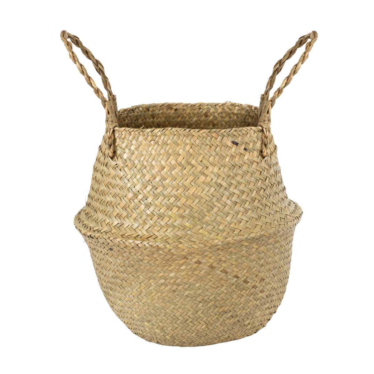 GloboStar® Artificial Garden IBIZA 20197 Διακοσμητικό Ψάθινο Καλάθι - Κασπώ Γλάστρα - Flower Pot  Μπεζ Π33cm x Υ40cm - ledmania.gr