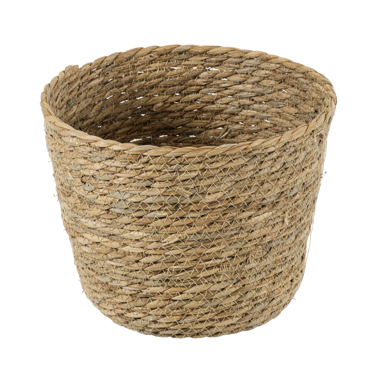 GloboStar® Artificial Garden SIFNOS 20268 Διακοσμητικό Πλεκτό Καλάθι - Κασπώ Γλάστρα - Flower Pot Μπεζ Φ25cm x Υ15cm - ledmania.gr