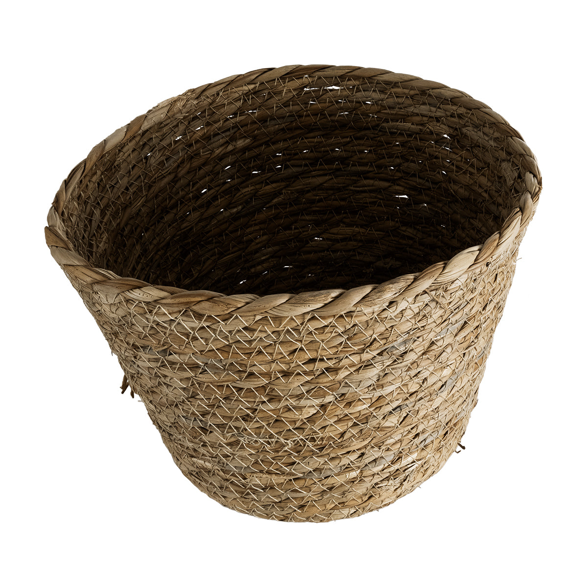 GloboStar® Artificial Garden PATMOS 20269 Διακοσμητικό Πλεκτό Καλάθι - Κασπώ Γλάστρα - Flower Pot Καφέ Φ20 x Υ15cm - ledmania.gr