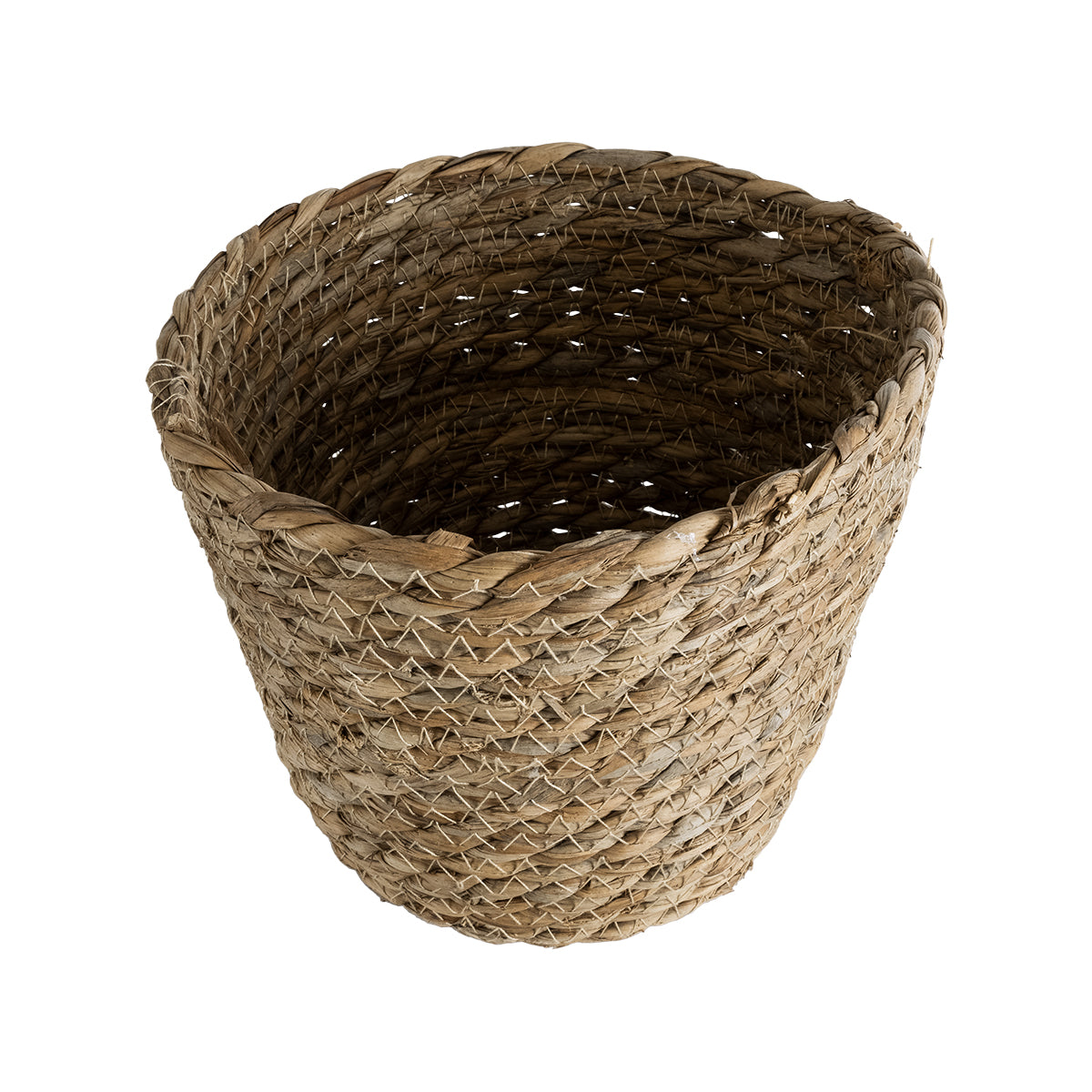 GloboStar® Artificial Garden PATMOS 20270 Διακοσμητικό Πλεκτό Καλάθι - Κασπώ Γλάστρα - Flower Pot Καφέ Φ22 x Υ17cm - ledmania.gr