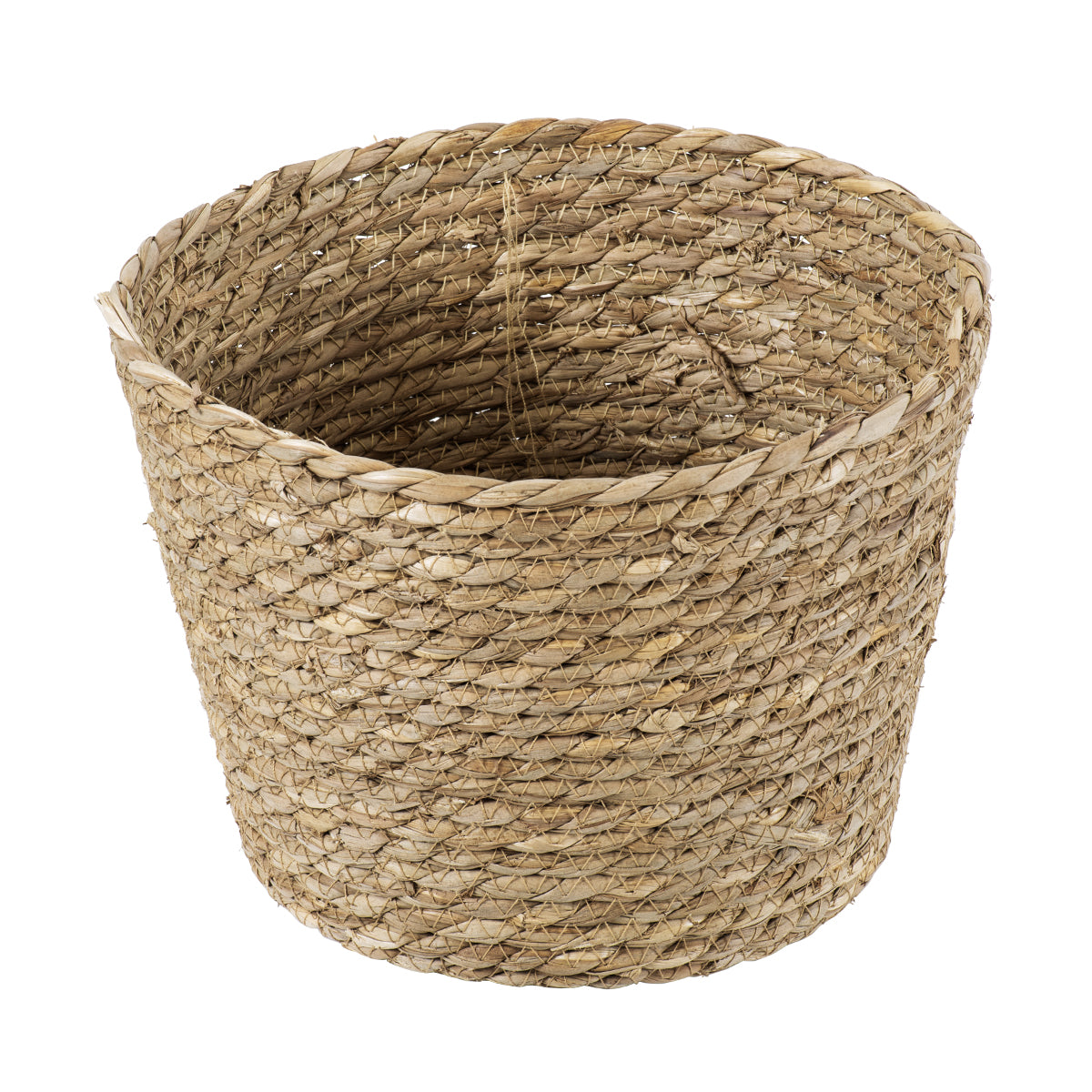 GloboStar® Artificial Garden PATMOS 20271 Διακοσμητικό Πλεκτό Καλάθι - Κασπώ Γλάστρα - Flower Pot Μπεζ Φ25cm x Υ19cm - ledmania.gr