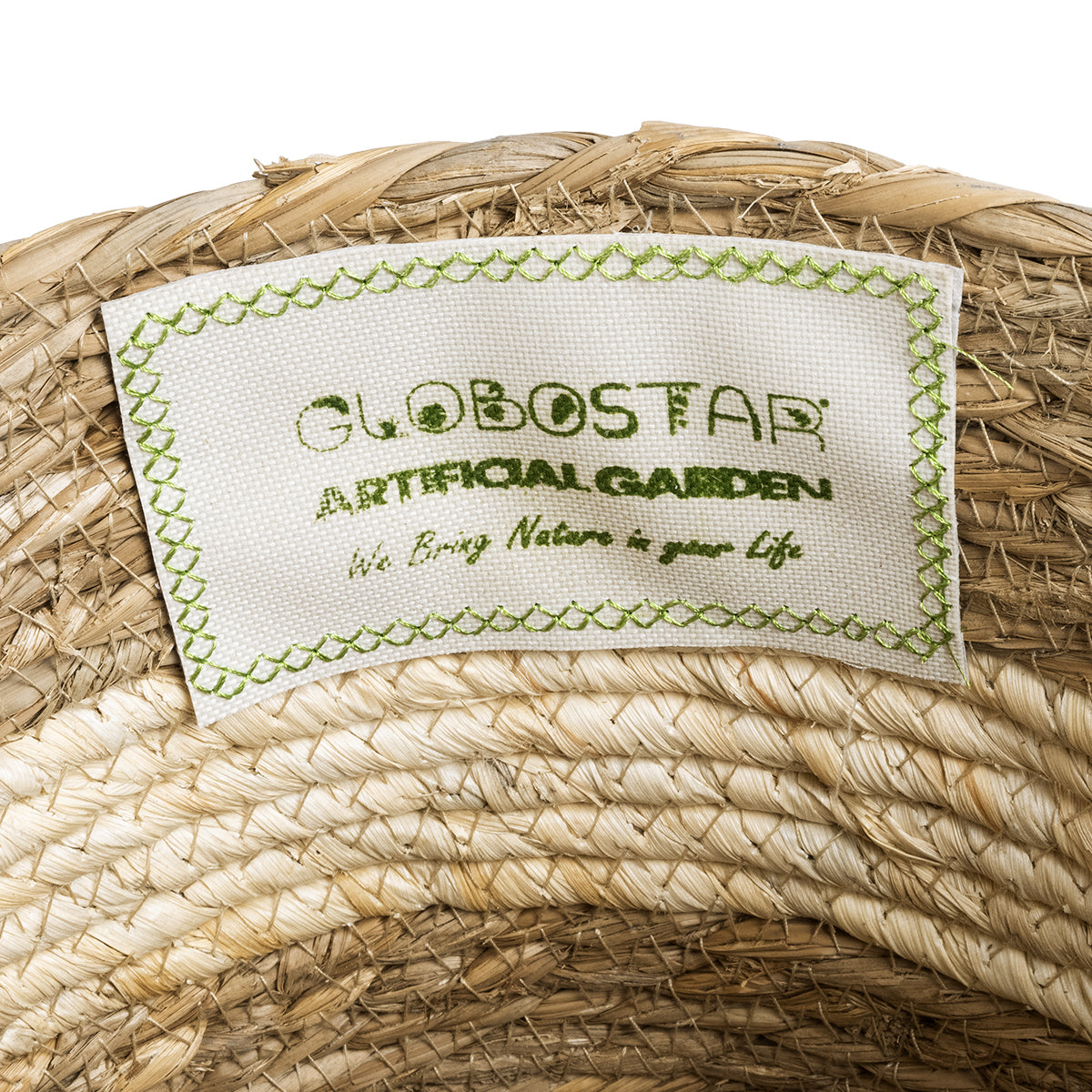 GloboStar® Artificial Garden KYTHIRA 20274 Διακοσμητικό Πλεκτό Καλάθι - Κασπώ Γλάστρα - Flower Pot Καφέ με Μπεζ Φ25 x Υ18cm - ledmania.gr