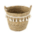 GloboStar® Artificial Garden SANTORINI 20284 Διακοσμητικό Πλεκτό Καλάθι - Κασπώ Γλάστρα - Flower Pot Μπεζ με Μακραμέ Φ20cm x Υ20cm - ledmania.gr
