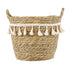 GloboStar® Artificial Garden SANTORINI 20284 Διακοσμητικό Πλεκτό Καλάθι - Κασπώ Γλάστρα - Flower Pot Μπεζ με Μακραμέ Φ20cm x Υ20cm - ledmania.gr