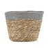 GloboStar® Artificial Garden ANTIPAROS 20288 Διακοσμητικό Πλεκτό Καλάθι - Κασπώ Γλάστρα - Flower Pot Μπεζ με Γκρι Φ18cm x Υ15cm - ledmania.gr