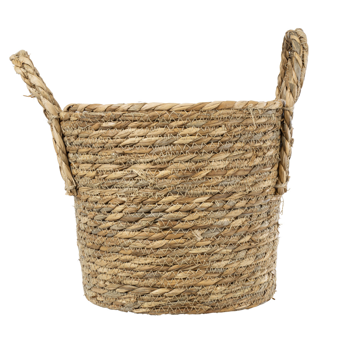 GloboStar® Artificial Garden TINOS 20290 Διακοσμητικό Πλεκτό Καλάθι - Κασπώ Γλάστρα - Flower Pot Μπεζ Φ25cm x Υ20cm - ledmania.gr