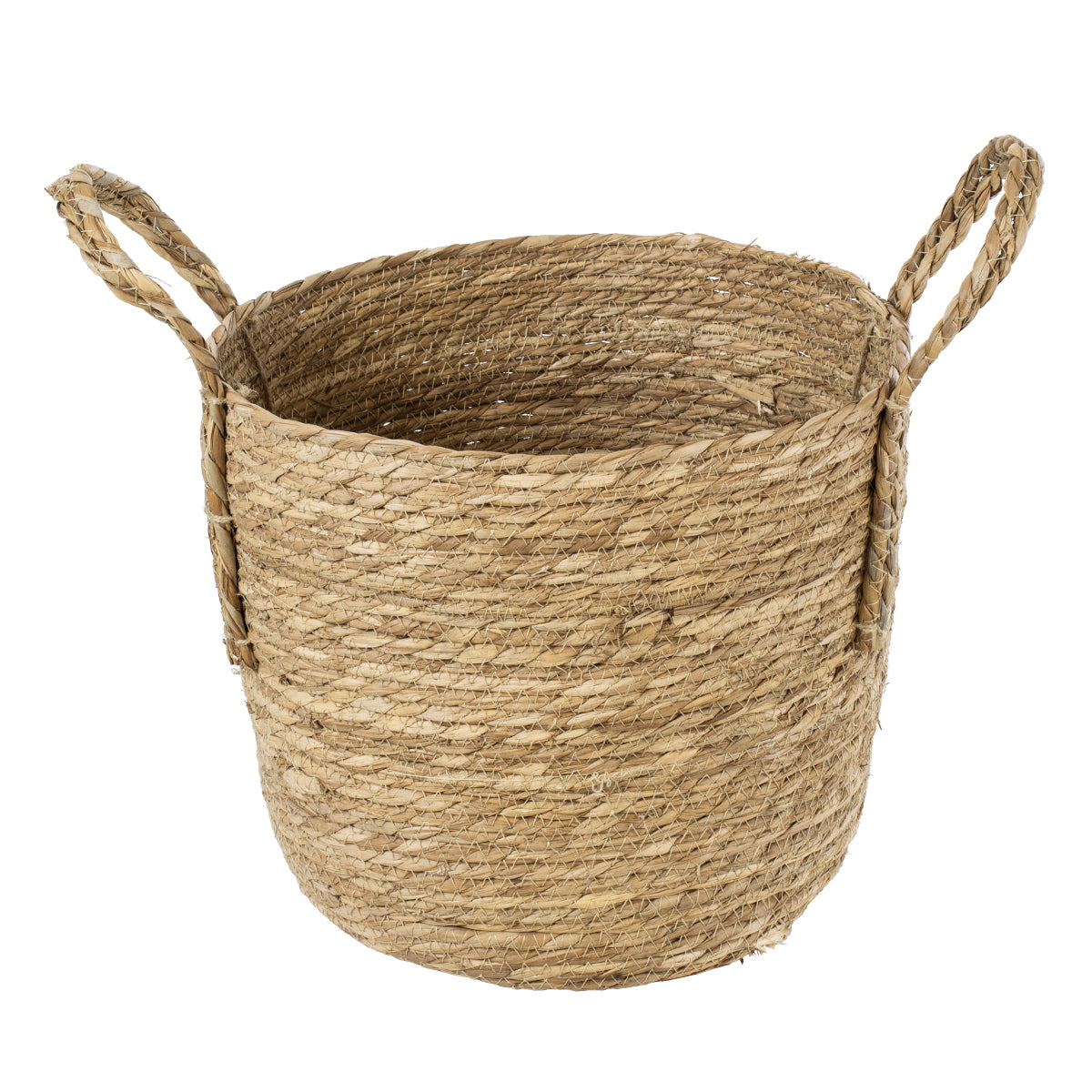 GloboStar® Artificial Garden TINOS 20291 Διακοσμητικό Πλεκτό Καλάθι - Κασπώ Γλάστρα - Flower Pot Μπεζ Φ30cm x Υ27cm - ledmania.gr
