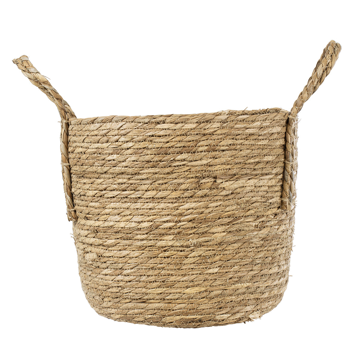 GloboStar® Artificial Garden TINOS 20291 Διακοσμητικό Πλεκτό Καλάθι - Κασπώ Γλάστρα - Flower Pot Μπεζ Φ30cm x Υ27cm - ledmania.gr