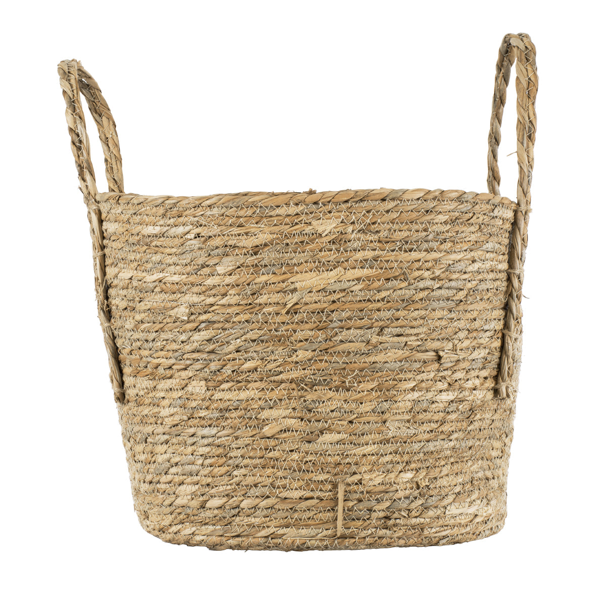 GloboStar® Artificial Garden TINOS 20292 Διακοσμητικό Πλεκτό Καλάθι - Κασπώ Γλάστρα - Flower Pot Μπεζ Φ35cm x Υ30cm - ledmania.gr